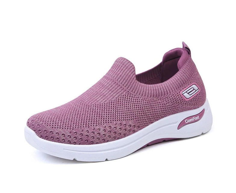 Ladies Flats Slip-on Women's Platform Sport Shoes Fashion Sneakers - Purple