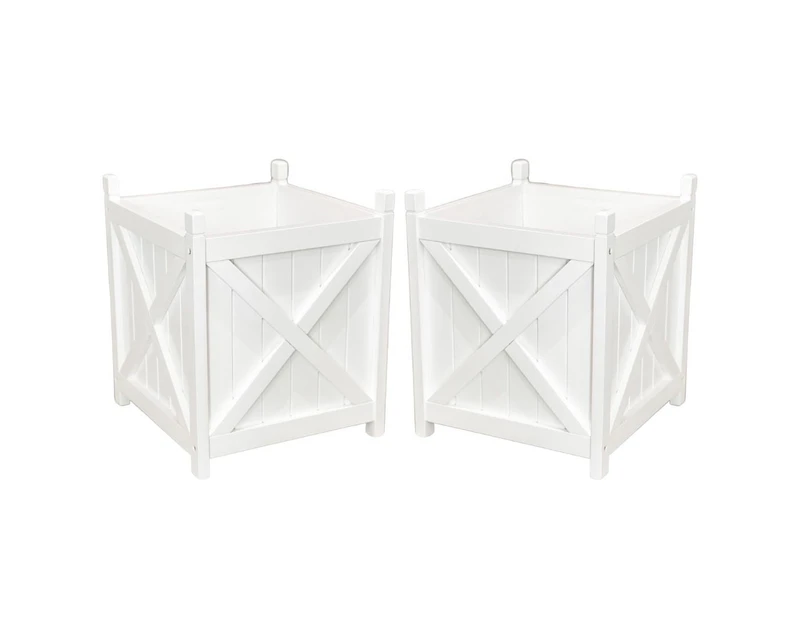 Twin Pack of Hamptons Planter Box White - Buy 2 & save