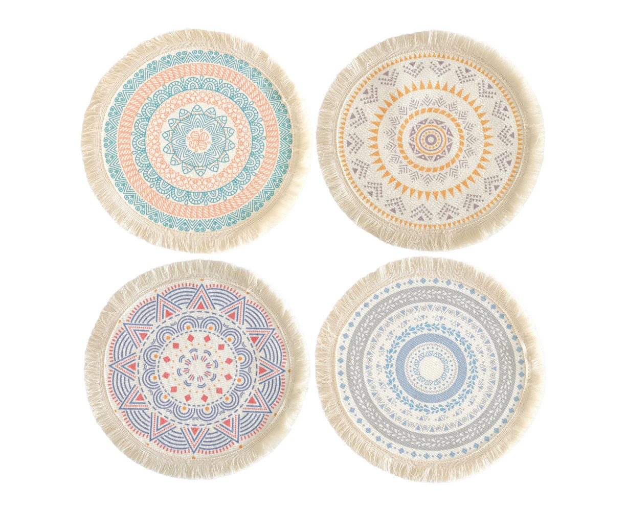 4 heat-resistant non-slip mats, round woven placemats, kitchen dining room wedding farmhouse table decoration.