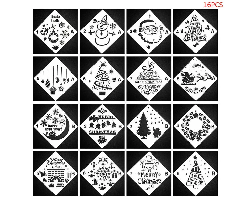 16pcsset Christmas Stencils Templates DIY Painting Scrapbook Stamp Album Emboss