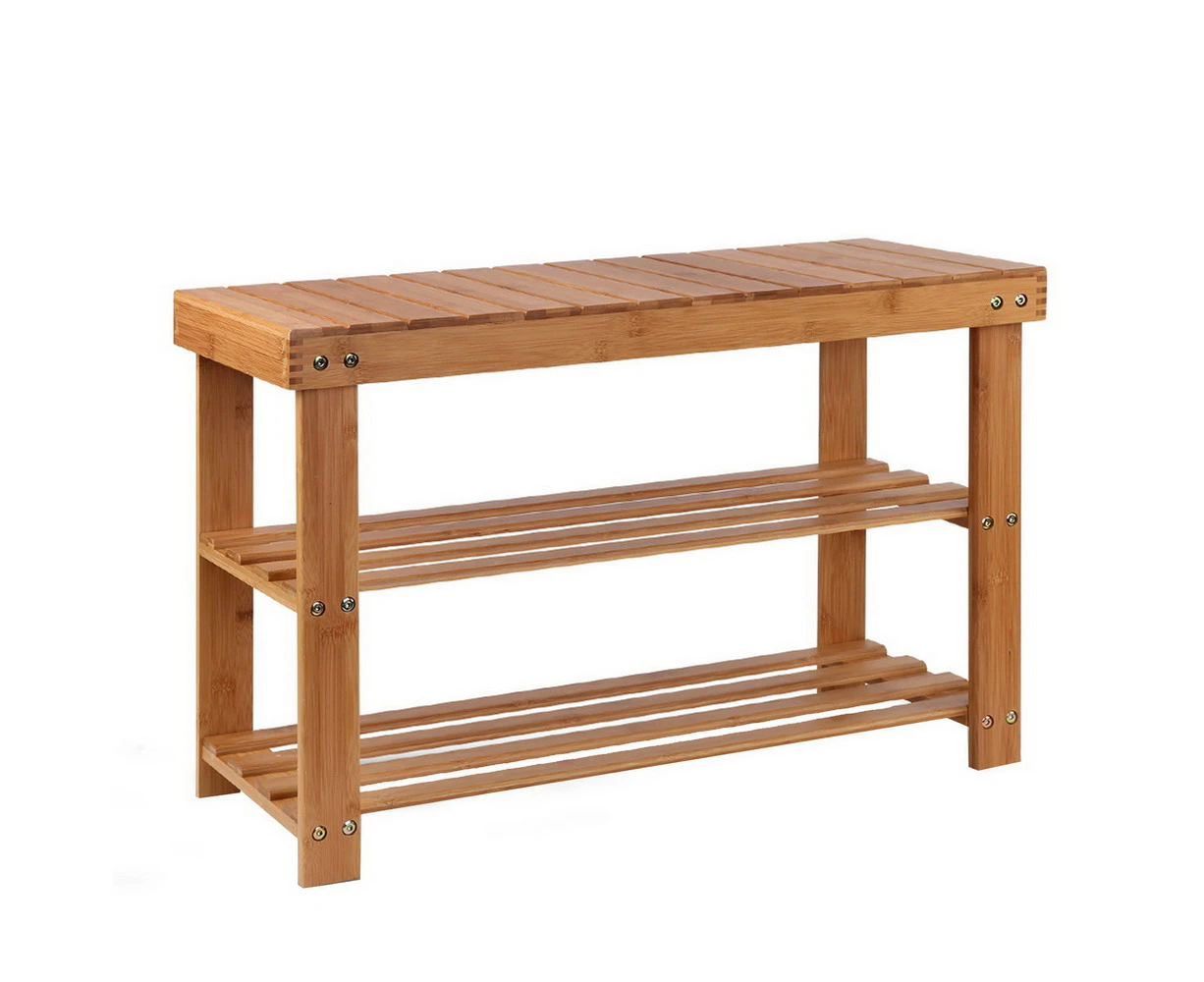 Bamboo Shoe Rack Wooden Seat Bench Organiser Shelf Stool