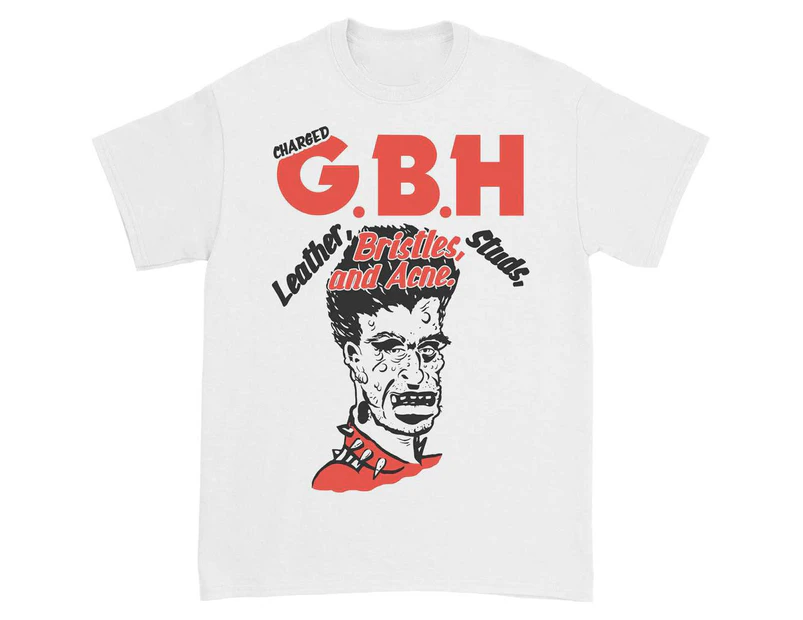 G.B.H. Leather, Bristles, Studs, And Acne T-shirt - White