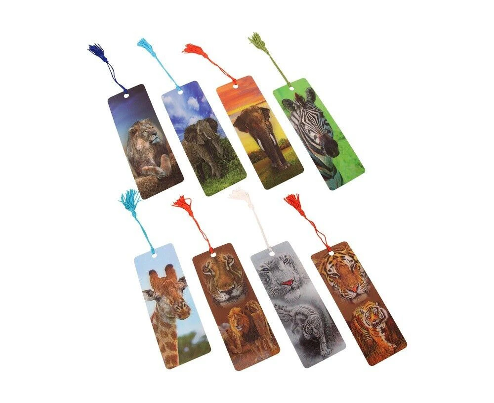 1pc 3D Zoo Animal Bookmark Long Tassel Gift Book Mark Tiger Elephant Giraffe 15cm