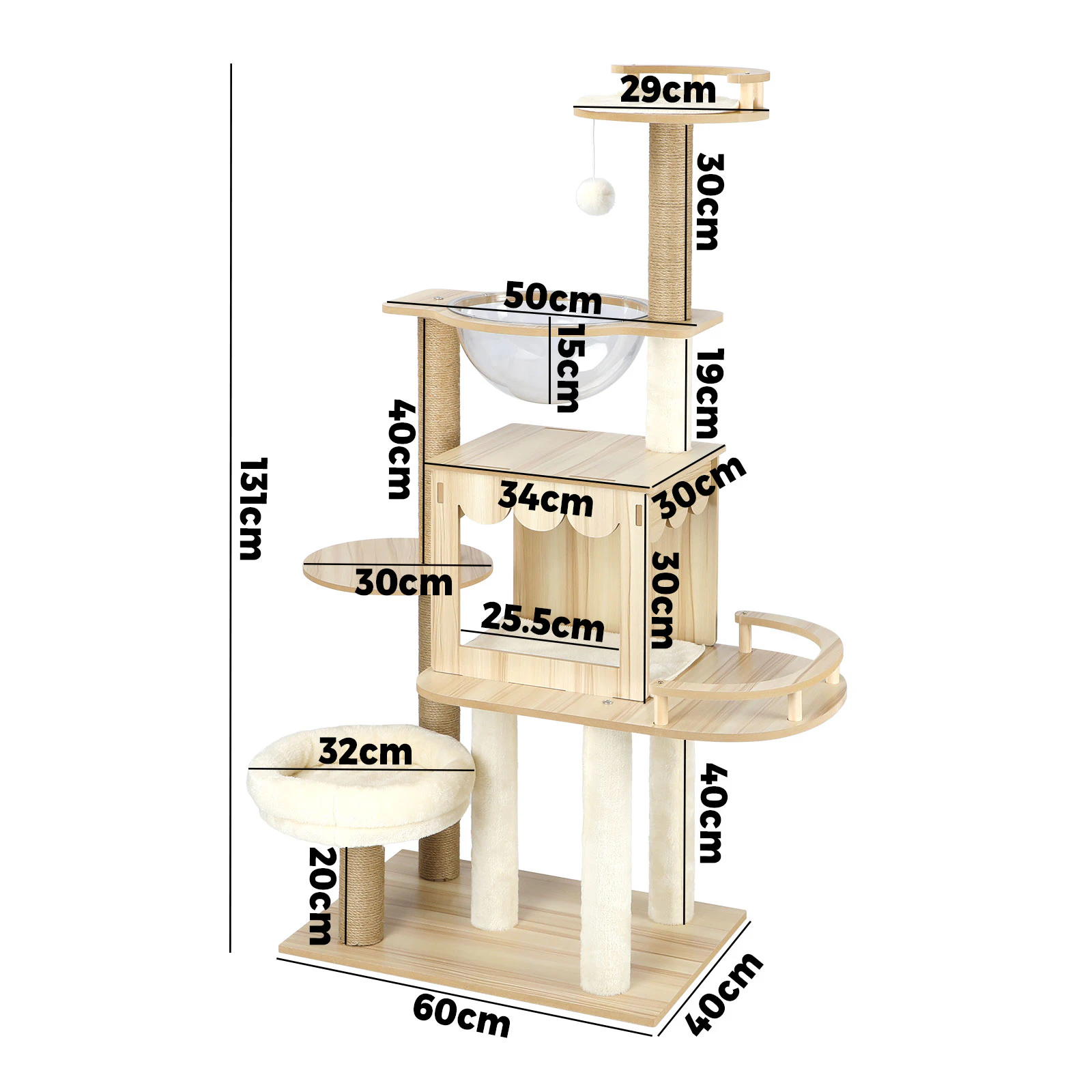 Alopet Cat Tree Scratching Post Tower Condo Scratchers Kitten Furniture 131cm