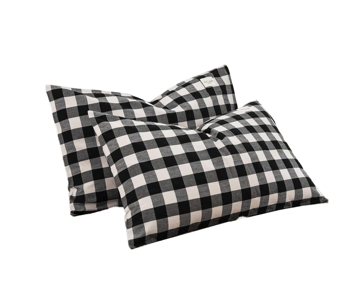 2pcs Pure cotton plaid pillowcase-pure cotton plaid pillowcase style2 30*50cm