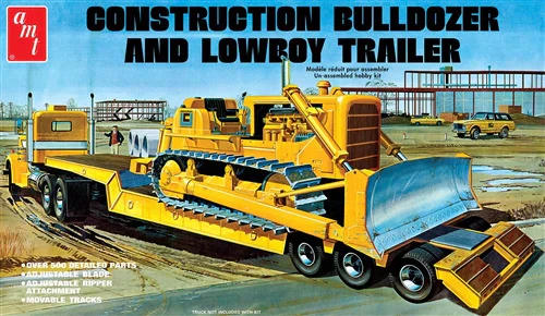 AMT 1/25 Lowboy Trailer & Bulldozer Combo Plastic Model Kit