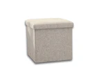 Linen Folding Ottoman Storage Stool (light Grey)