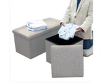 Linen Folding Ottoman Storage Stool (light Grey)