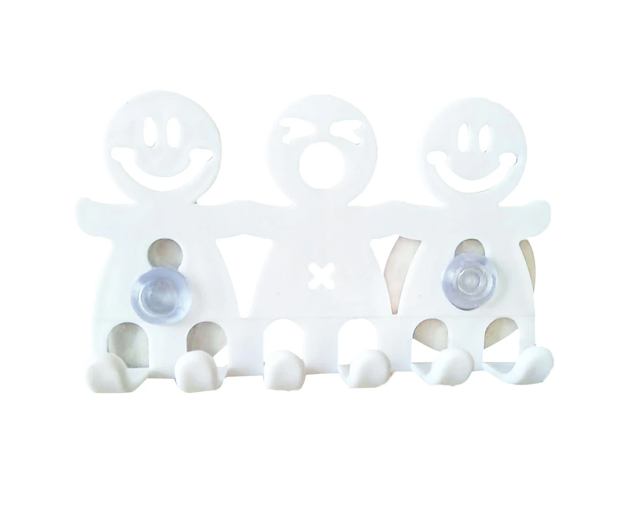 Cartoon Smile Face Wall Mounted Toothbrush Rack Suction Cup Toothpaste Holder Wall Hanging Keys Holder White