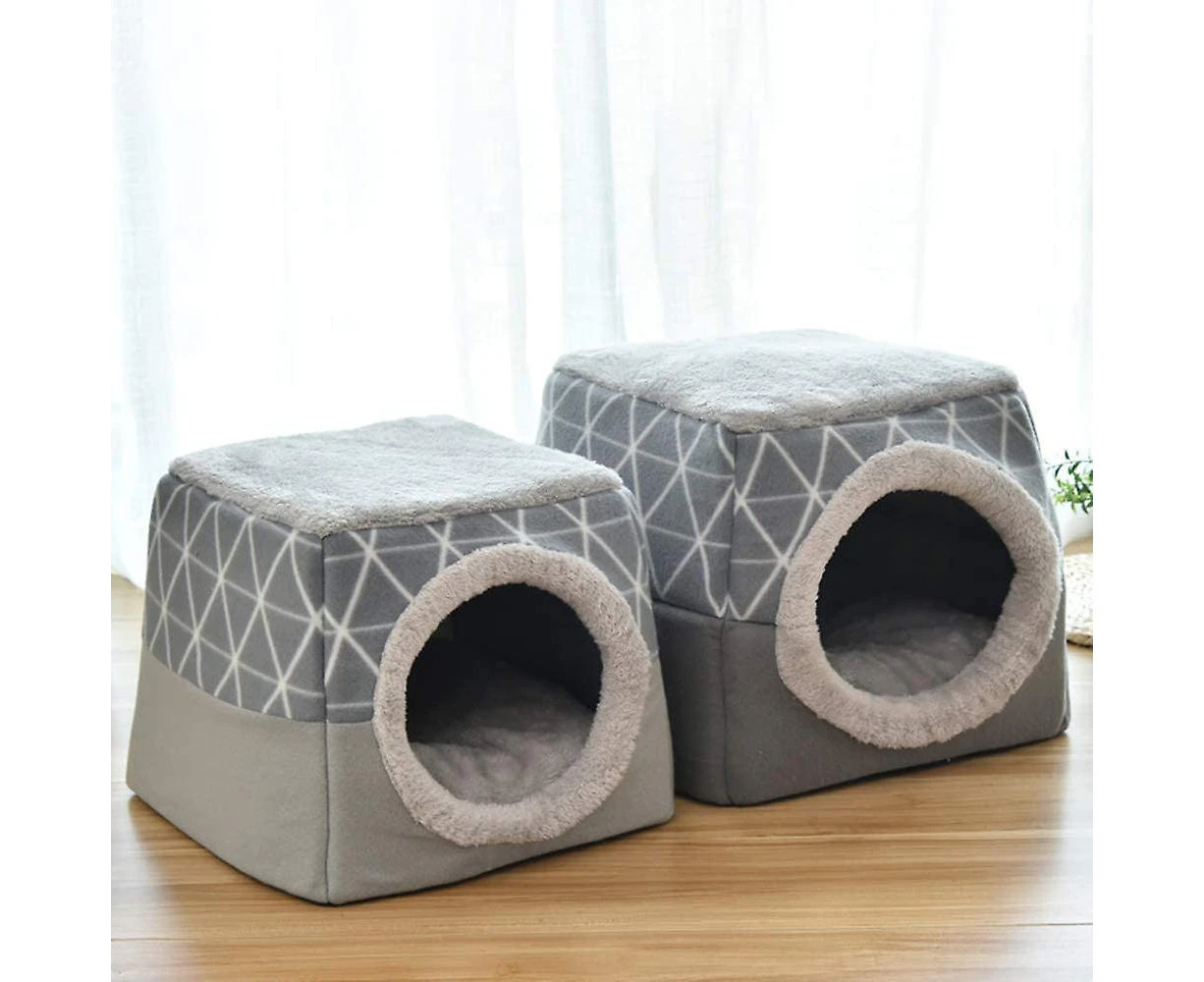 -Pet Bed Cat Bed Cat Cave Warm Soft Sleeping Bed Non-slip Cat House,l