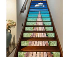 13Pcs/Set Stylish Silent Sea Scenery Stairs Step Sticker Decals Home Decoration-2# unique value