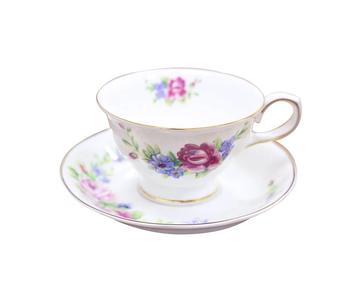 Magnolia Lounge Fine Bone China Floral Teacup & Saucer Set (4 Sets)