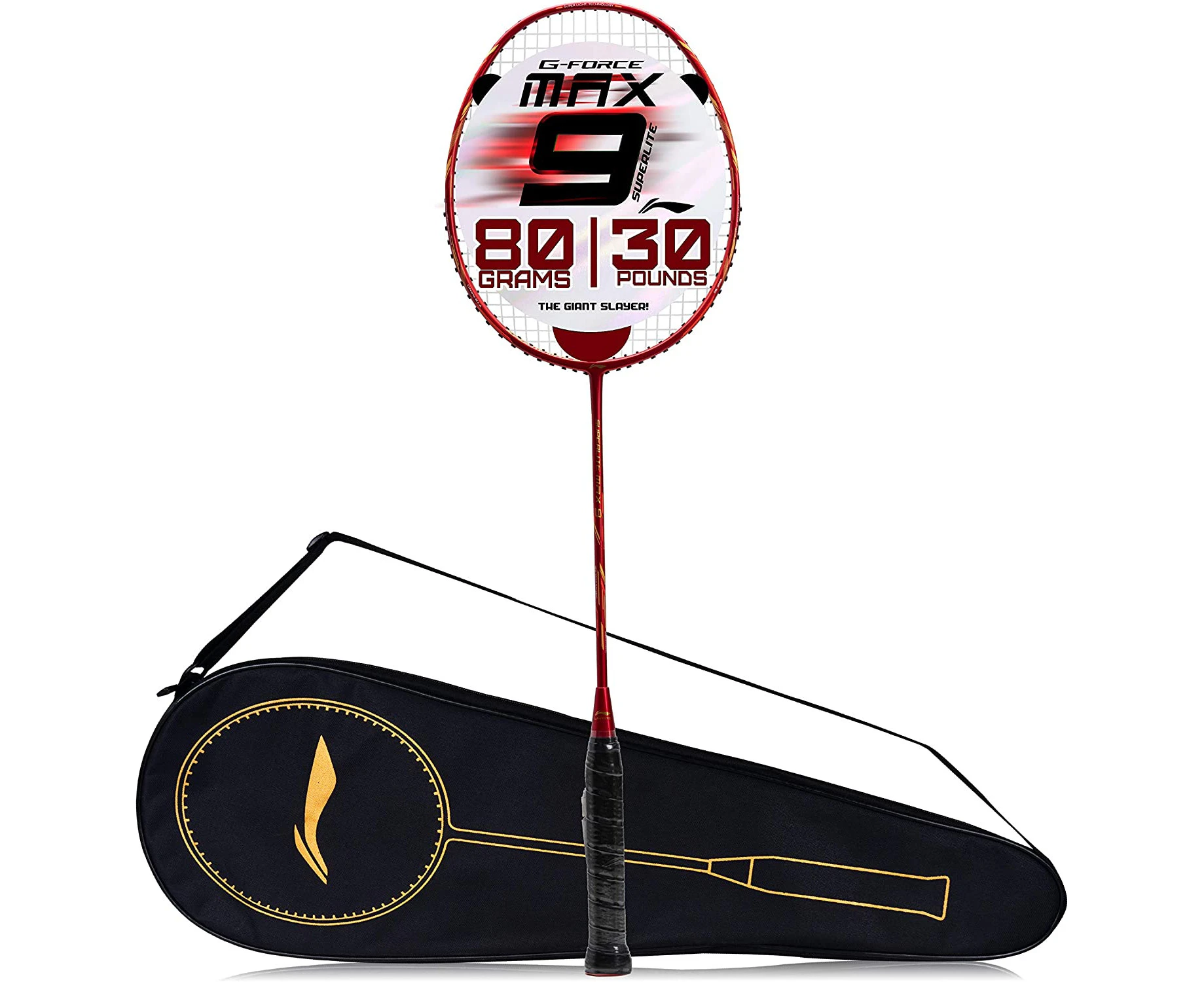 Li-Ning G-Force Superlite Max 9 Carbon Fibre Badminton Racket with Free Full Cover(80 Grams. 30 Lbs)