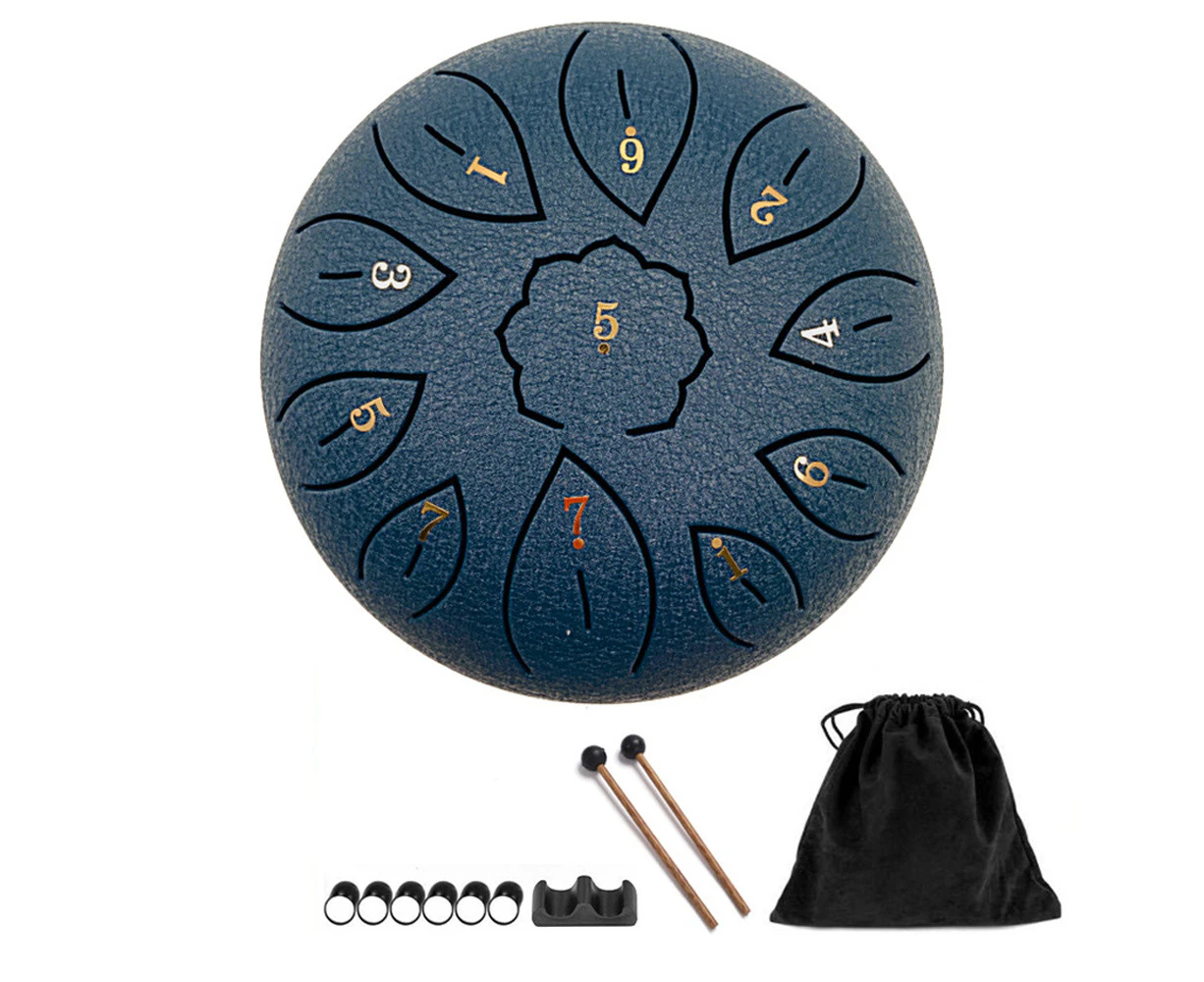 Tongue Drum, Steel Tongue Drum 11 Notes 6 Inch, Steel Drum C-Key, Worry Free Drum For Beginner Adult Kids,Navy Blue