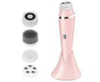 Facial Cleansing Brush Rechargeable Electric Spin Face Brush Waterproof Face Scrubber Massager with 4 Brush Heads Facial Machine - PINK