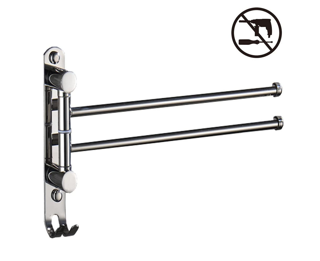 Swivel Towel Rack 2 Swing Arm Bathroom Towel Bar Wall Mounted（cylinder ...