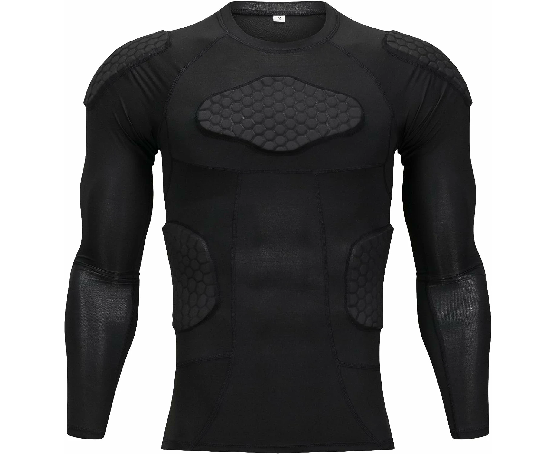 Padded Compression Shirt Chest Protector Undershirt For Football Soccer Paintball Shirt,Long Padded Shirt, Medium