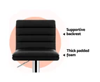 Set Of 2 Pu Leather Bar Stools Padded Line Style - Black