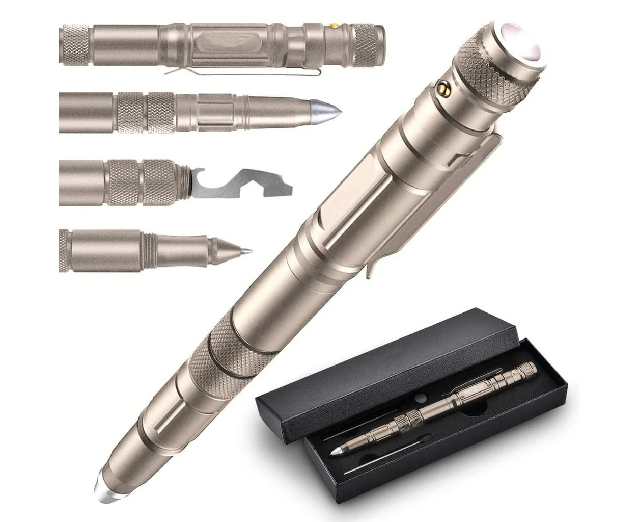 Tactical Pen - Gifts For Men, Tactical Pen With Flashlight Gadgets For Men, Cool Tools Small Gifts For Dad Or Grandpa