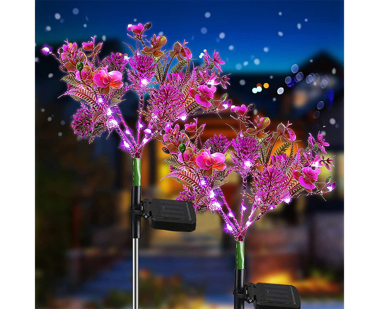 Solar Lights Outdoor Garden Decorative, 2 Pack Solar Powered Phalaenopsis Flowers Lights Design, Waterproof Ip65, Gardening Gifts For Women