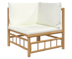 vidaXL 7 Piece Garden Lounge Set with Cream White Cushions  Bamboo