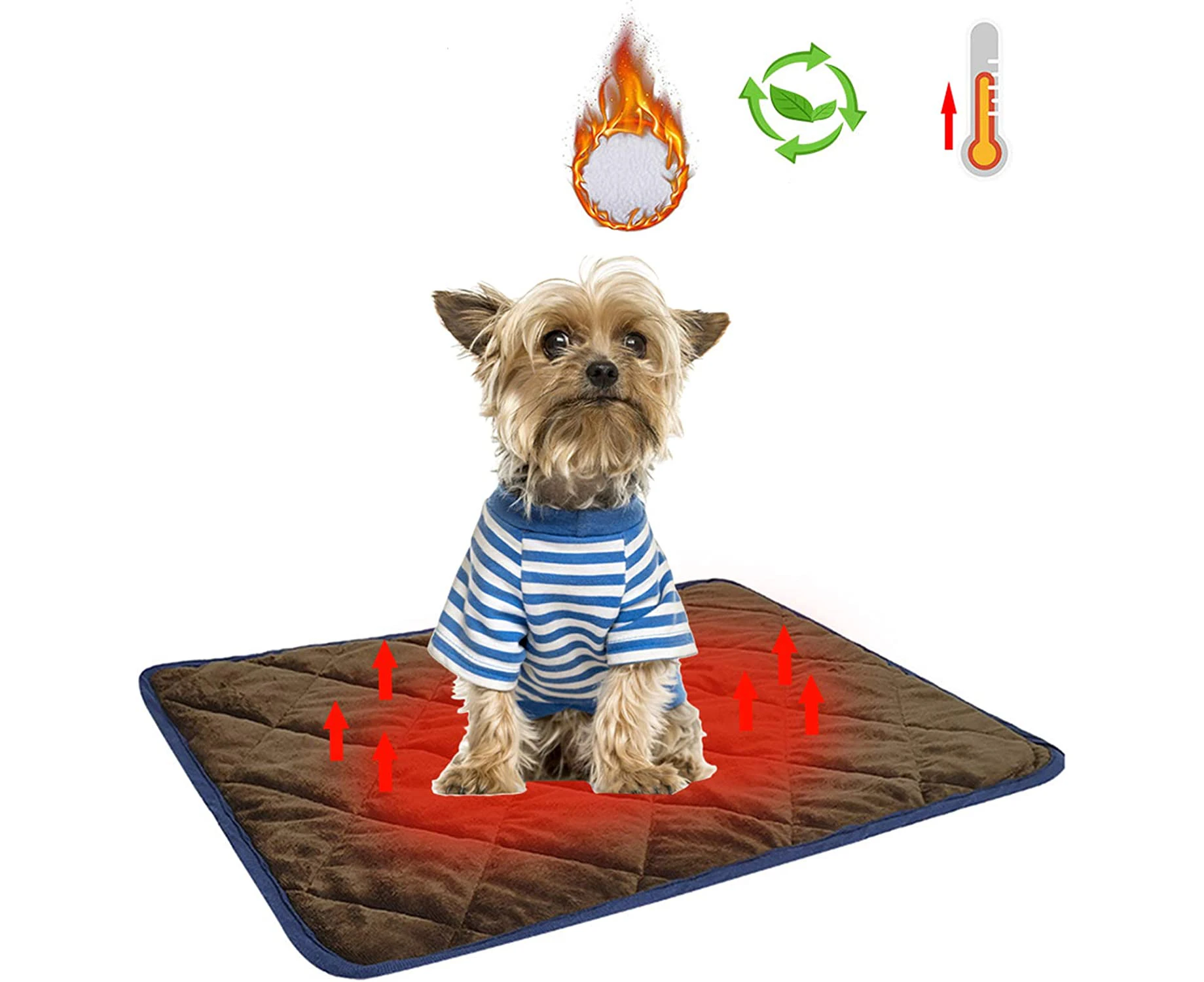 Pet Heating Pad Heat Mat, Self-Heating Blanket for Cats and Dogs Self-Heating, Washable, Indoor Heat Mat with Auto Shut-off-Brown-L-58*88CM