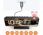 Alarm Clock Projector Ceiling Radio Alarm Clock with LED Mirror Screen USB Charging Port Snooze Function Dual Alarm Digital Clock