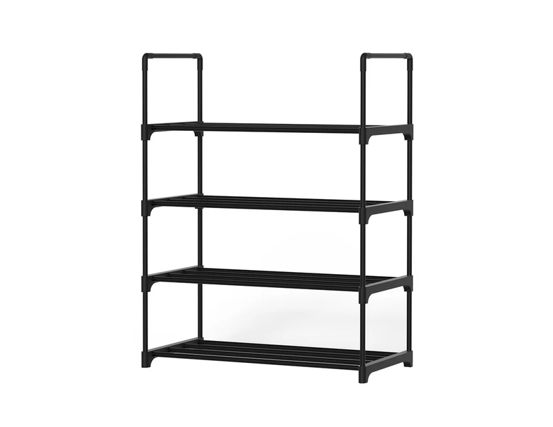 Shoe Rack Stackable Shelves 4 Tiers 55cm Shoes Storage Stand Black