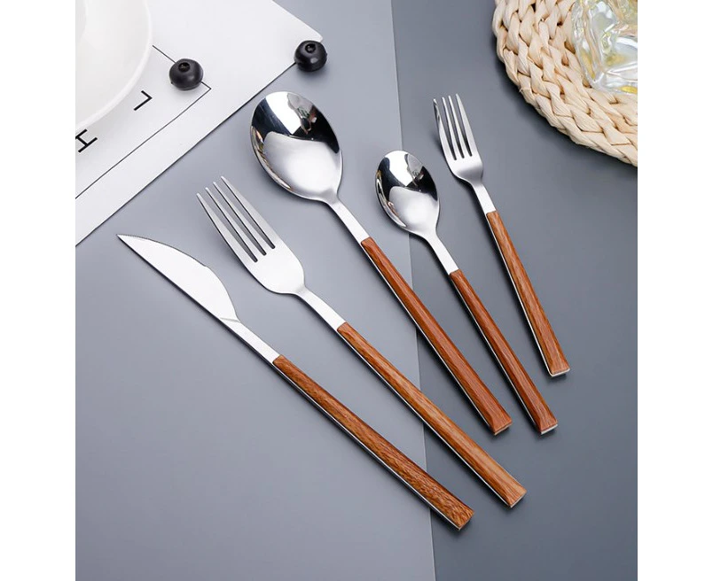 Stainless Steel Kitchenware Serving Spoonware Imitation Wooden Handle