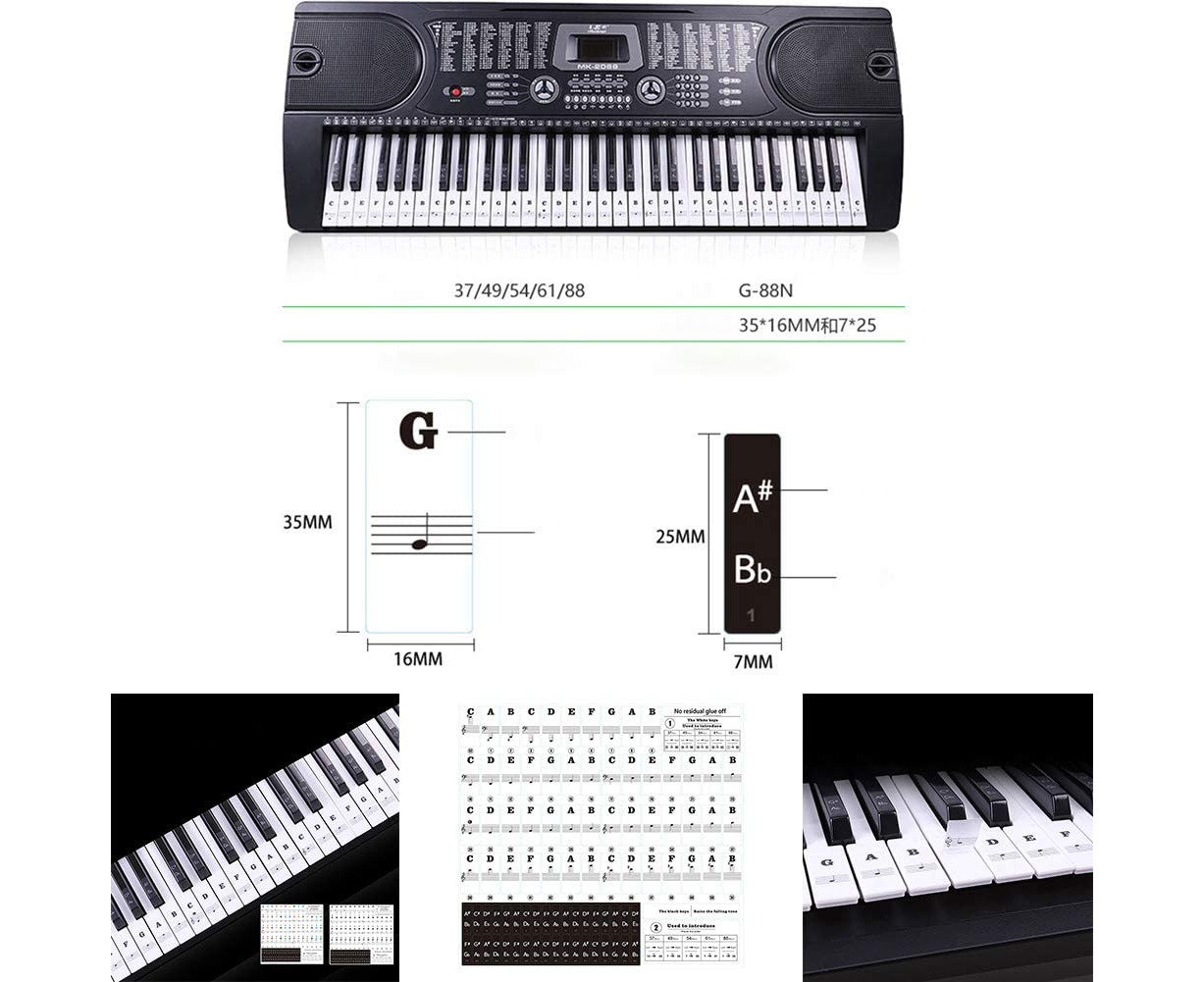 Elektroninės klaviatūros pianino lipdukas juodasElektroninės klaviatūros pianino lipdukas juodas  