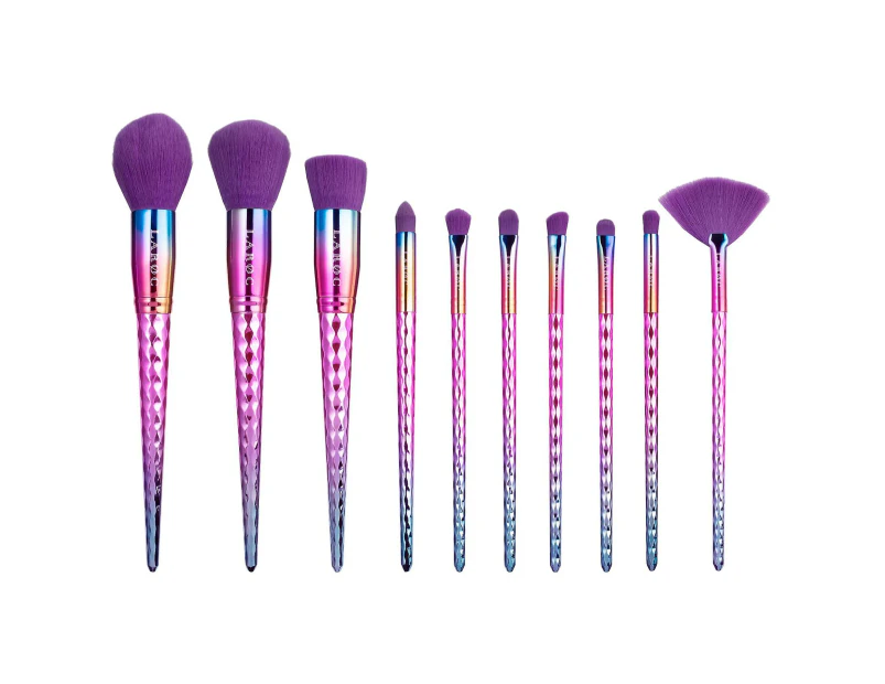 LaRoc 10pc Makeup Brush Set - Rainbow Effect