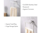 Towel Rail Hand Towel Holder Towel Ring Wall Mounted for Bathroom Kitchen, SUS304 Stainless Steel Modern Square Design