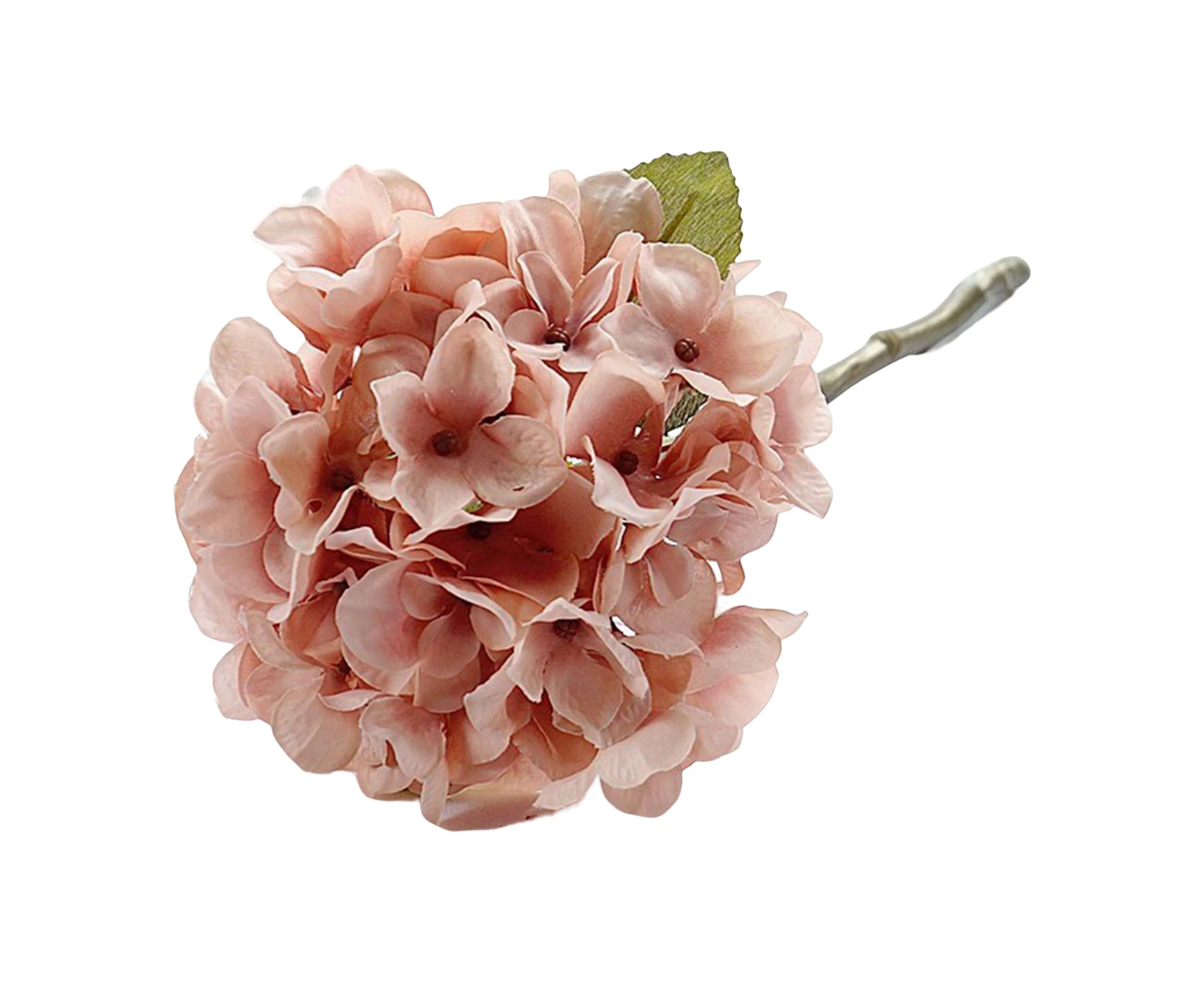 1 Branch Fake Flower with 3 Leaves Not Wither Faux Silk Cloth Artificial Hydrangea Flower DIY Wedding Bouquet Accessories for Holiday-Light Pink