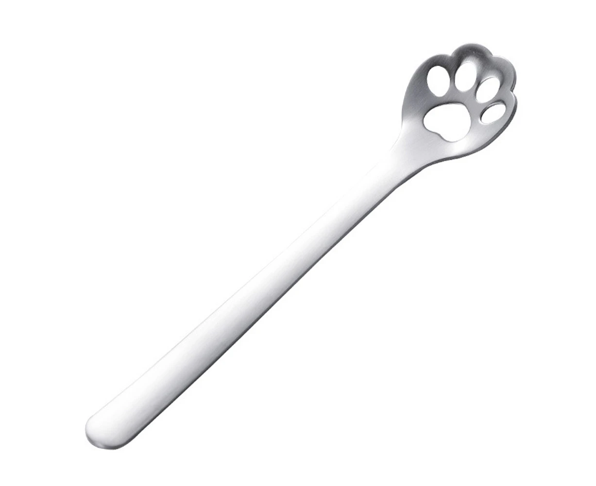 Cute Animal Paw Claw Stainless Steel Coffee Drink Dessert Kitchen Mixing Spoon-Silver