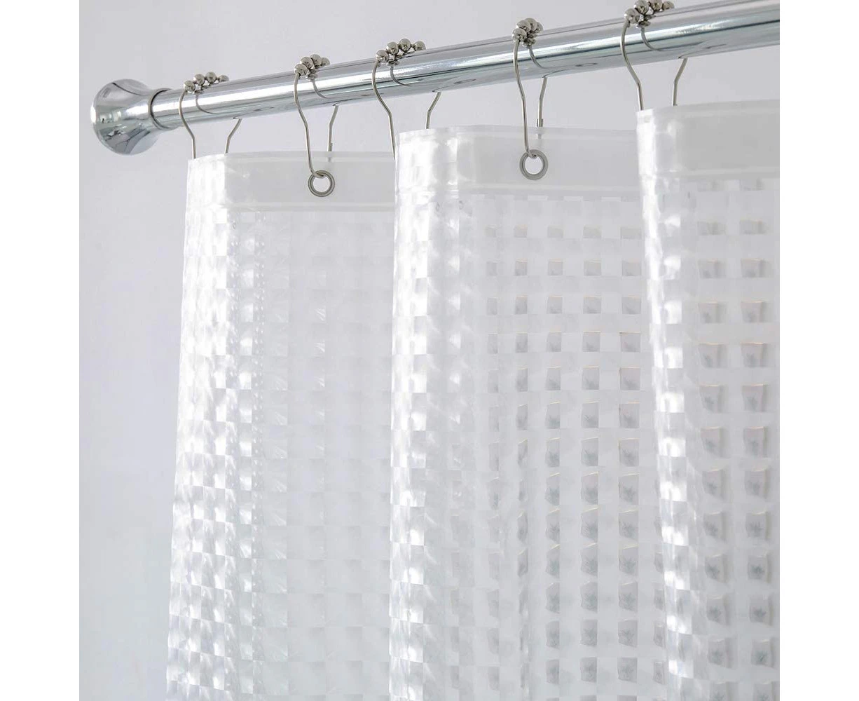 Heavy Duty 3D Eva Clear Shower Curtain Liners Set for Bathroom with 12 Plastic Hooks, Waterproof 72x78 Inc