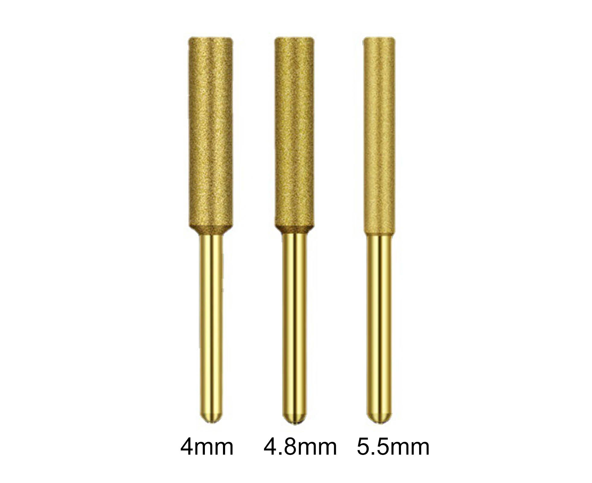 3Pcs 4/4.8/5.5mm Chain Saw Grinding Stones Round Shank Wear-Resisting Emery Abrasive Heavy Duty Burr Grinding Stone Files for Chain Saw-Golden