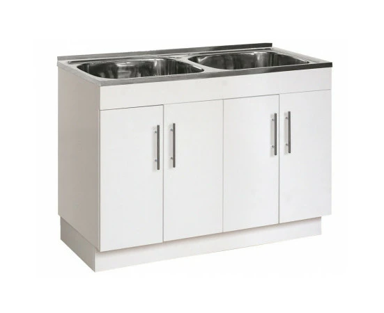 1160*500*870mm 90L Double Bowl Stainless Laundry Tub with Polyurethane Cabinet