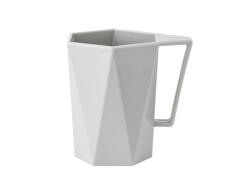 Geometric Bathroom Cups Tumblers with Handles, Unbreakable Reusable Toothbrush Holders Grey