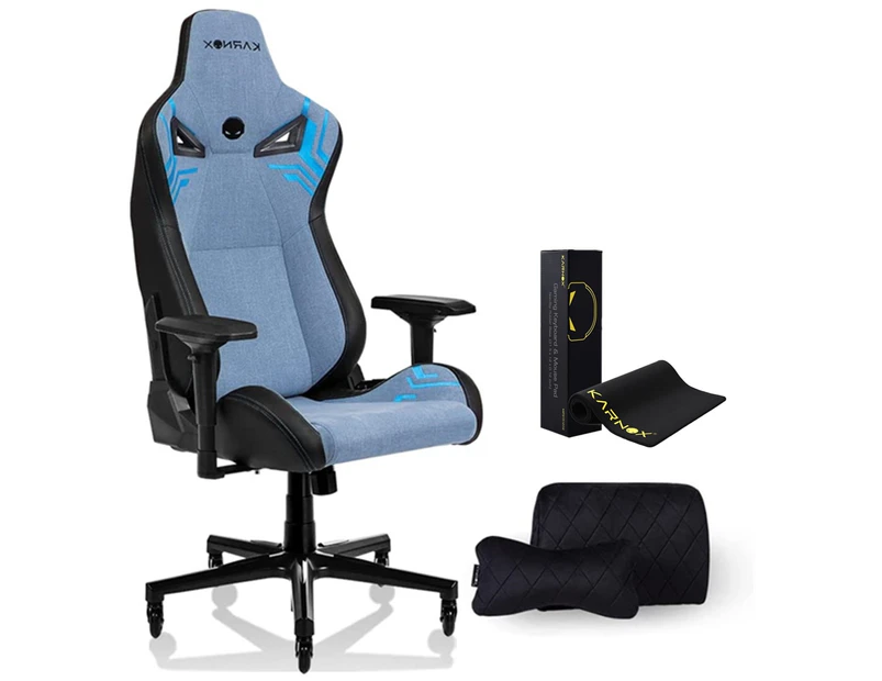 KARNOX Gaming Chair Ergonomic Office Chair Cloth 4D Armrests Recliner Chair Aluminum Base Bluish Grey