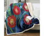 Throws Couples Size: 200cm x 200cm Art Painting Bright Poppies Flowers