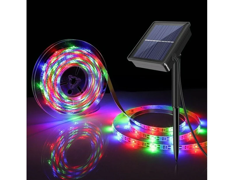 Waterproof LED Strip Light Solar Powered Garden Decor Patio Easy Install Outdoor - Multicolor