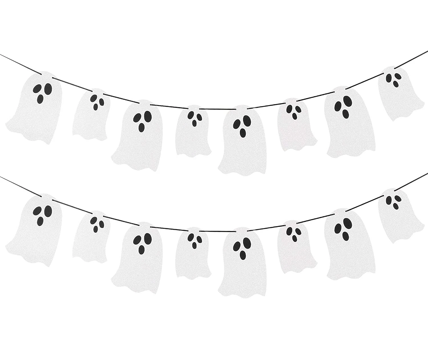 Modern-Halloween Hanging Ghost Banner -White Glittery Halloween Party Banner for Haunted Houses Doorways Indoor Outdoor Home Mantel Decorations Supplies