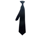 Business Tie Solid Color All Match Male Good Touch Clip On Neck Tie for Wedding Funeral Security - Black
