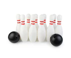 Kids Bowling Set 10 Big Plastic White Pins (DIY Patterns) and 2 Bowling Balls, Indoor Outdoor Skittle Games for Children