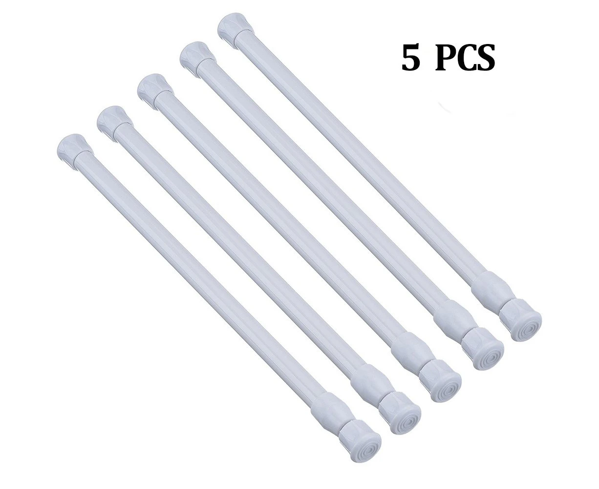 5 Pcs Tension Rods, Cupboard Bars Tensions Rod Curtain Rod, Extendable Width Spring Tension Rods 40-70cm