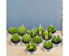 12 Cactus Candles, Artificial Plant Succulent Candles, Valentine's Day Tea Wax Rose Candles for Parties, Weddings, Mother's Day, Home Decoration Gifts