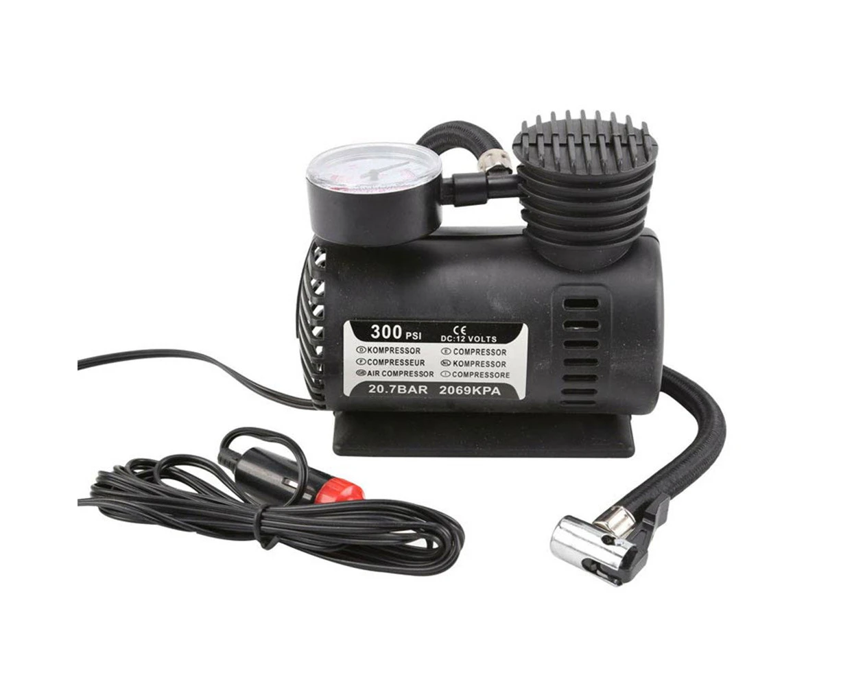 DC 12V 300PSI Auto  Car Bicycle Ball Rubber Dinghy Car Tire Inflator Auto Air Compressor Tire Pump with Pressure Gauge