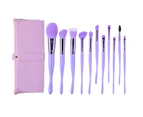 11pcs Eyebrow Brush Reusable Dustproof Bristled Makeup Brush Kit--Purple