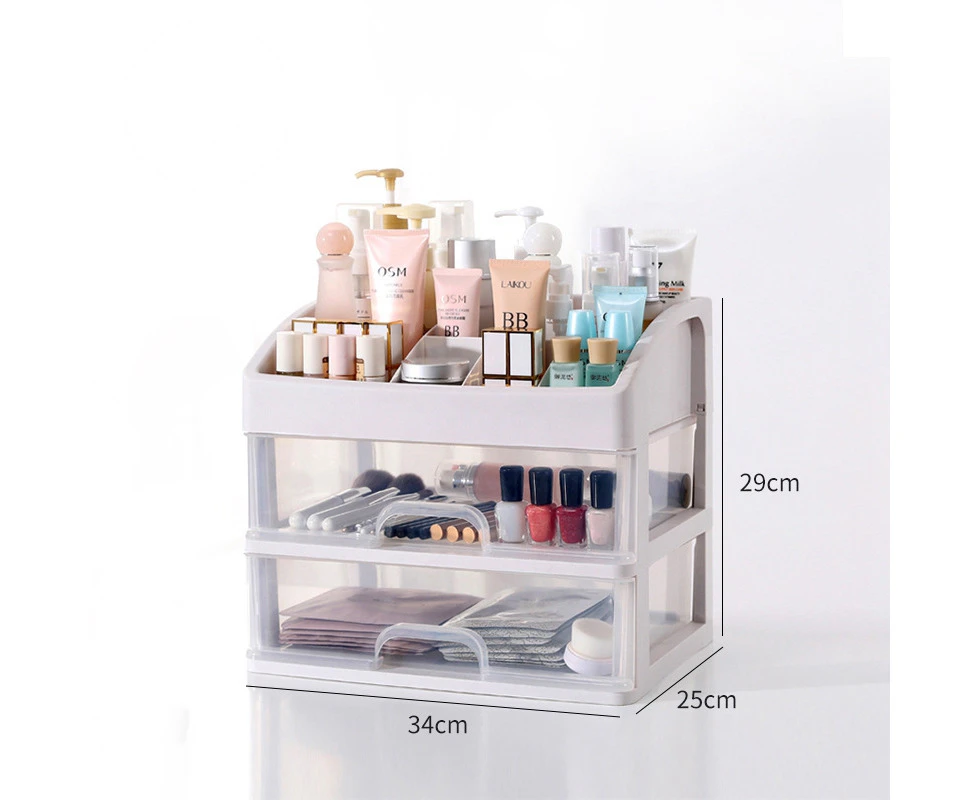 2Tier Drawers Storage Box Desk Makeup Case Organiser Container Cosmetic Organisation