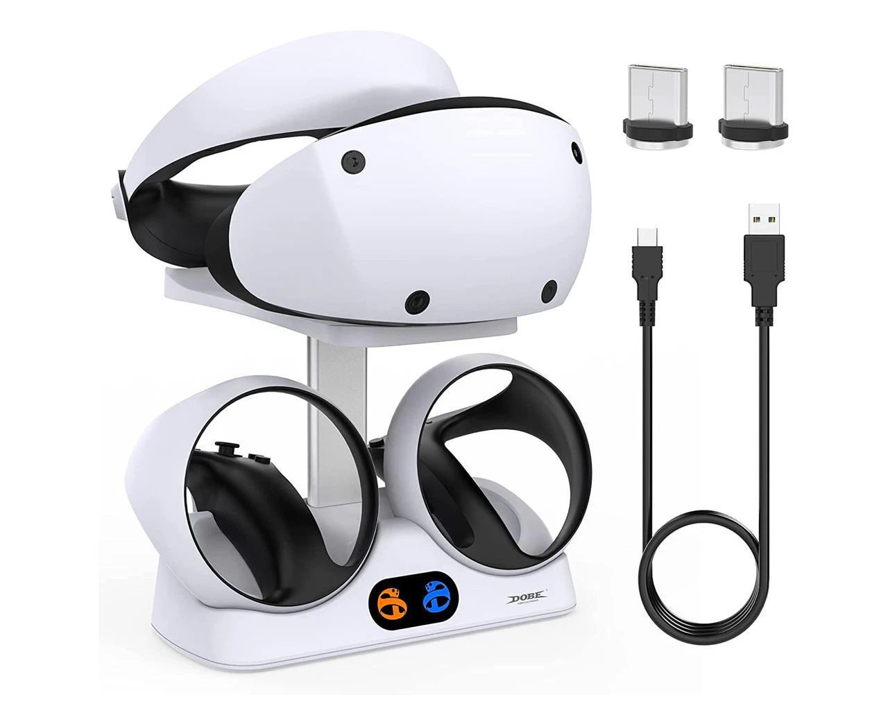 Dual Charging Stand for PSVR2, PS5 Controller Charging Station with PSVR Gaming Headset with USB-C Port and A Micro-USB Cable for PS5 Accessories